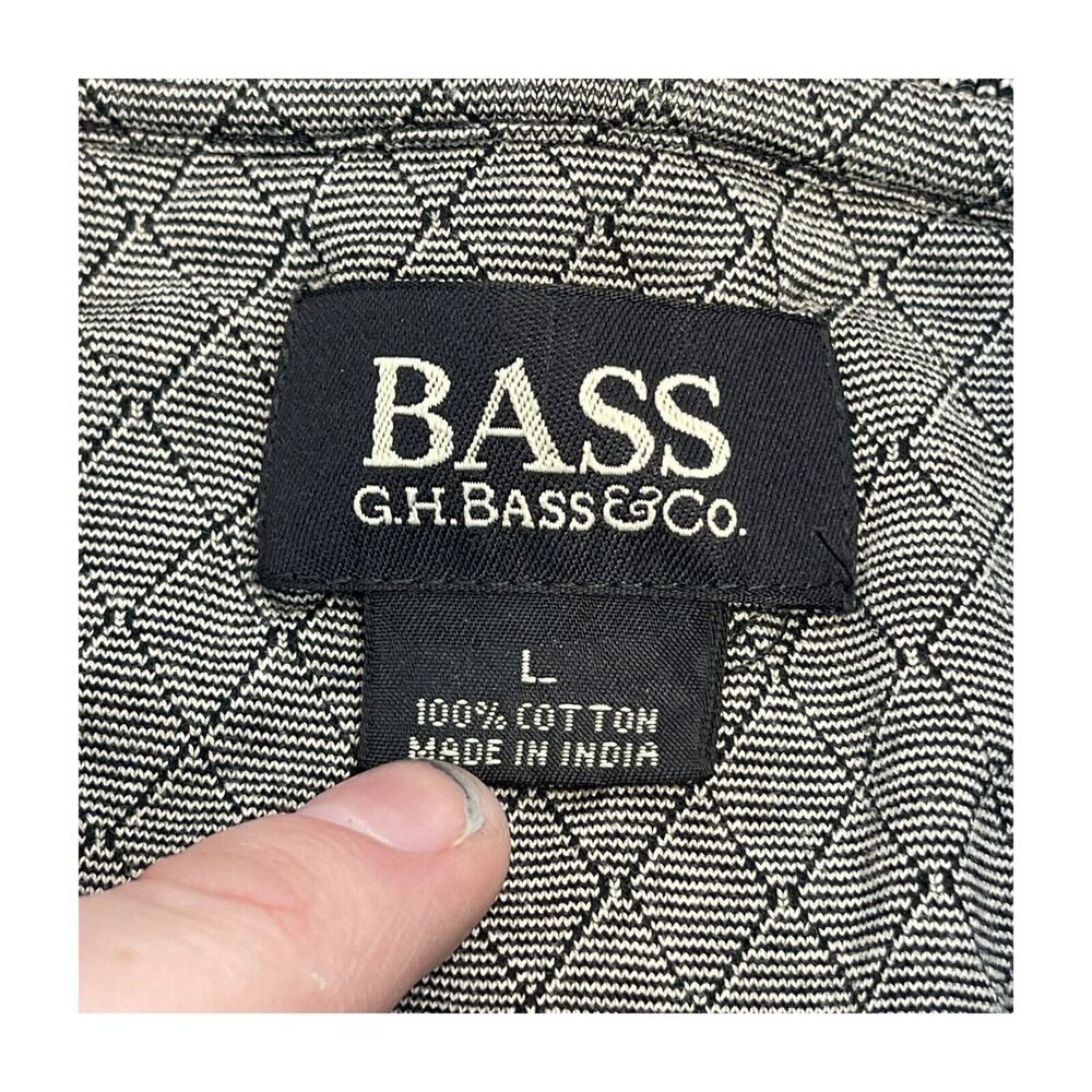 G.H. Bass & Co. Polo Shirt Men's Large Gray Argyle Cotton Short Sleeve Collared - Picture 3 of 6